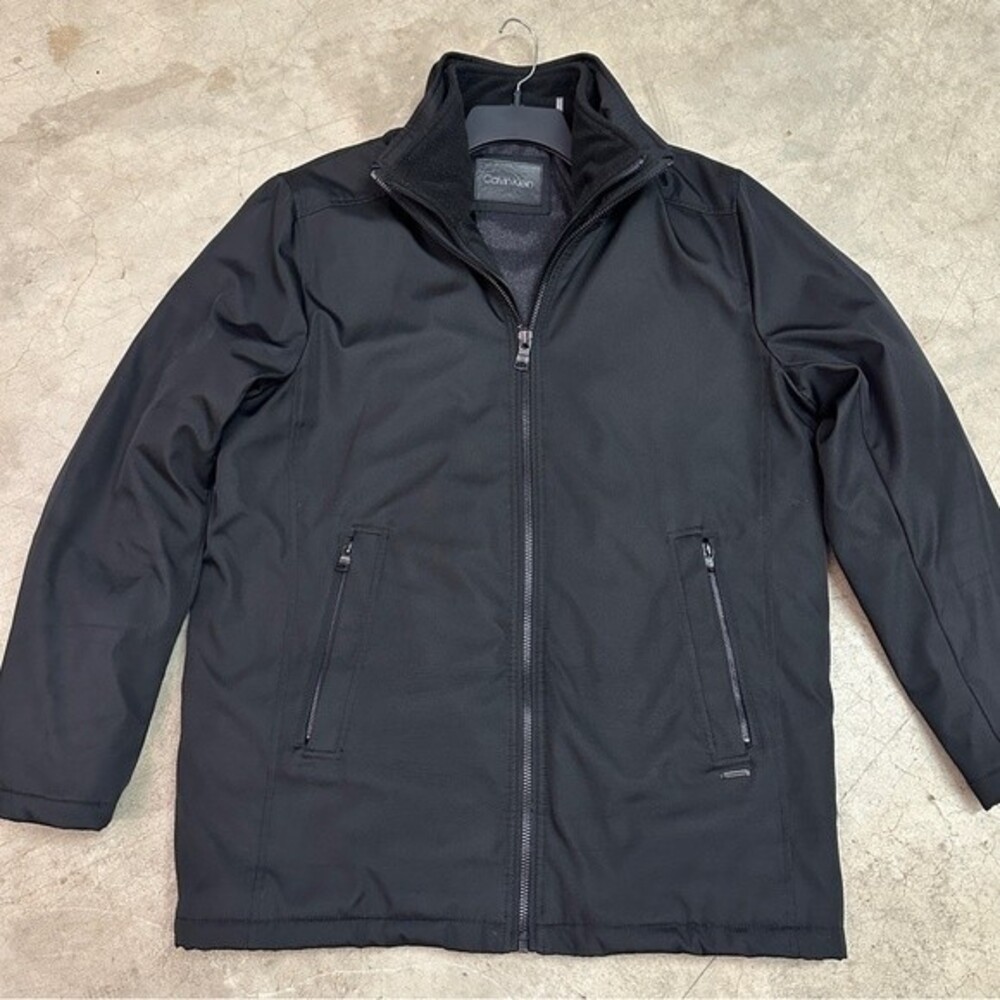 Calvin Klein Men's Rip Stop Water Wind Resistant Jacket with inner Fleece layer